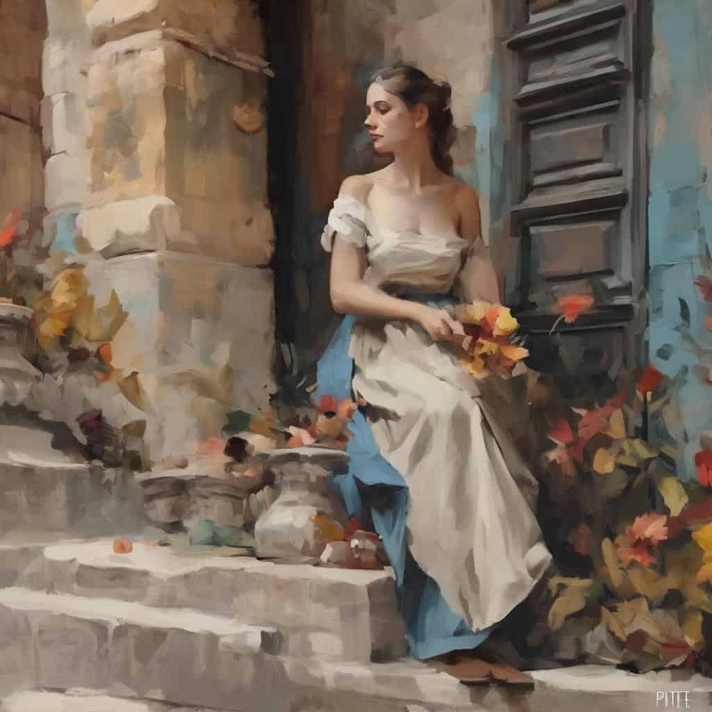 Ιδιωτική εικόνα με γυναίκα σε εσωτερικό χώρο, ρεαλιστικό στυλ, από τον Μινιμαλισμό στον Εξπρεσιονισμό.